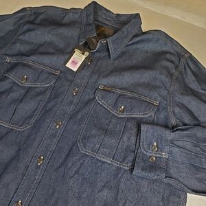 NWT Filson Men's XL Denim Guide Shirt Rinse Indigo Camping Hiking Fishing